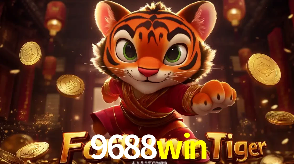 O carismático mascote do jogo de slot Fortune Tiger, um tigre fofo em pose de artes marciais, pronto para trazer sorte e multiplicadores de ganhos no cassino online 9688win.