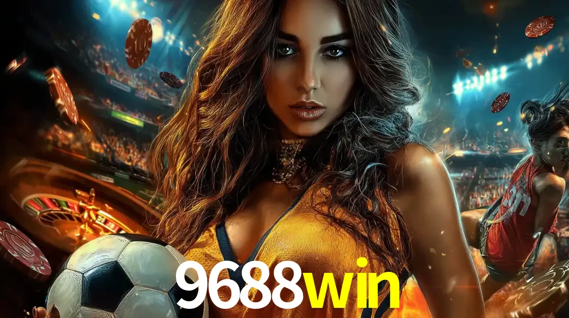 Mulher segurando uma bola de futebol em uma montagem que mistura a paixão esportiva com a emoção da roleta de cassino, tudo disponível na plataforma 9688win.